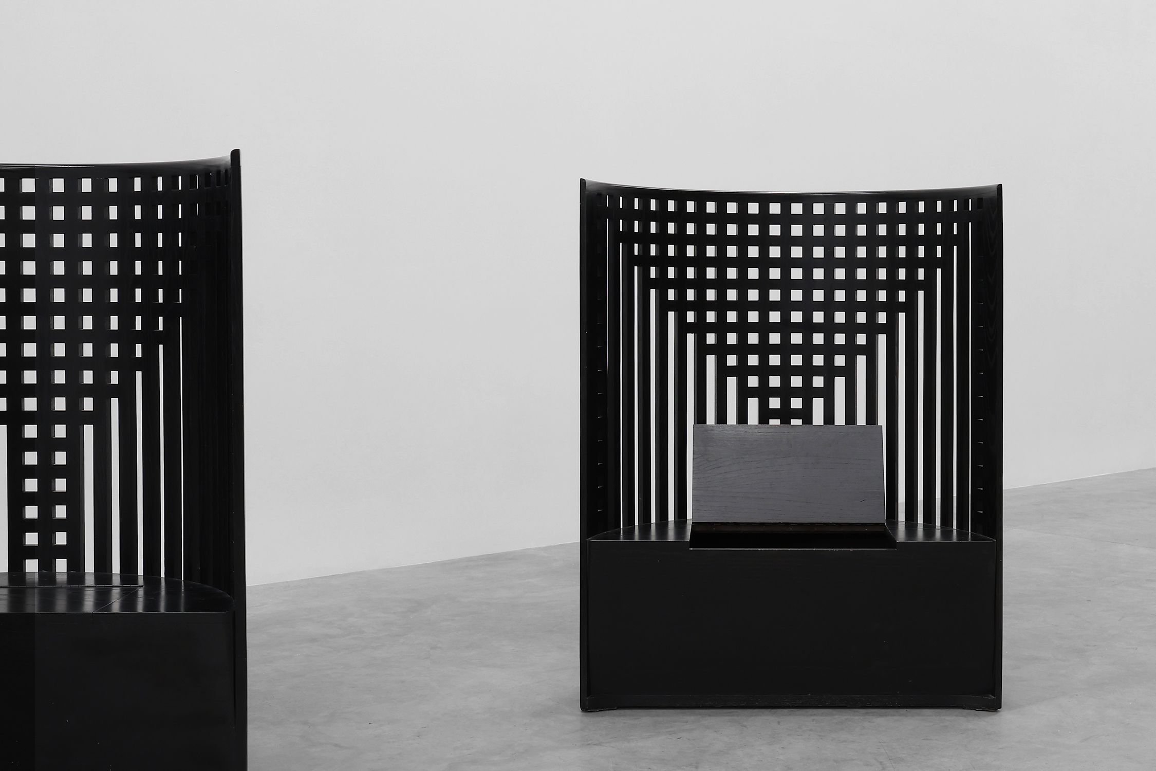 Pair of black Mackintosh Willow chairs by Atelier International, Italy 1980sthumbnail